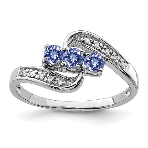 Sterling Silver Tanzanite and Diamond Ring