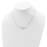 Sterling Silver Rhodium-plated 7-8mm Pearl Necklace with Cz