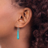 Sterling Silver Created Turquoise Dangle Earrings