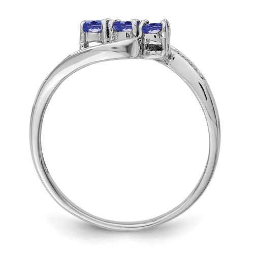 Sterling Silver Tanzanite and Diamond Ring