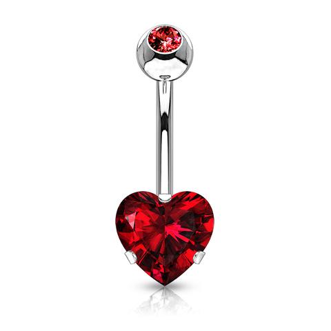 Surgical Steel Heart Belly Button Ring