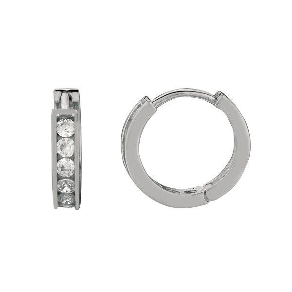 Sterling Silver Cubic Zirconia Huggies