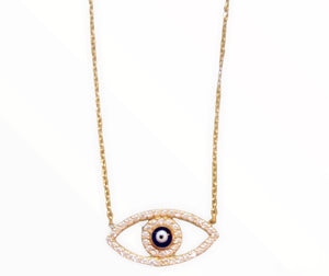 10k Yellow Gold Evil Eye Necklace