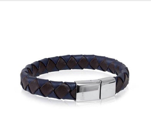 Brown and Blue Leather Bracelet