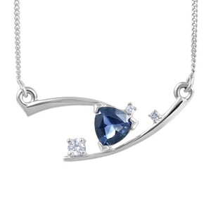(0.03cttw) WhiteGold Sapphire and Diamond Necklace