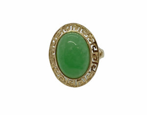 14k Yellow Gold Oval Jade Ring