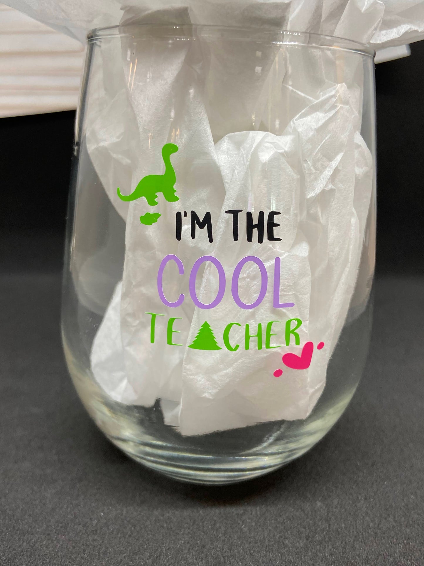 Custom Wineglass for teacher with Pencil design