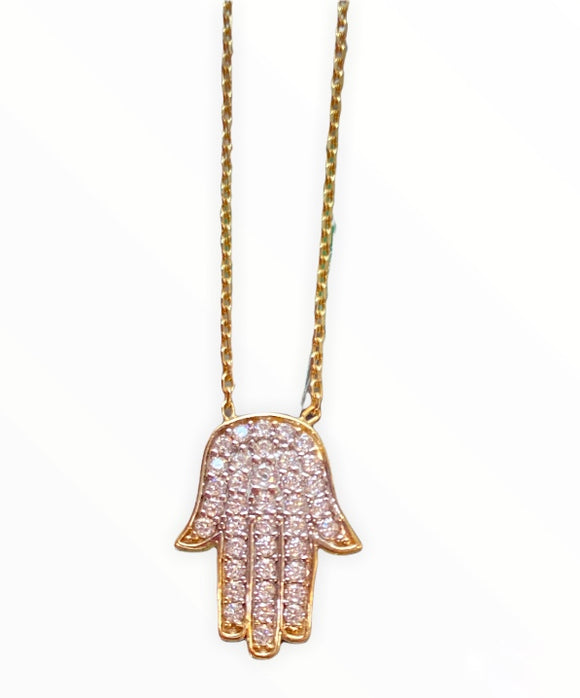 10k Yellow Gold Hamsa Hand Necklace