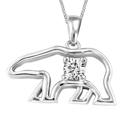 (0.38ct) Whitegold Bear Necklace with Canadian Diamond