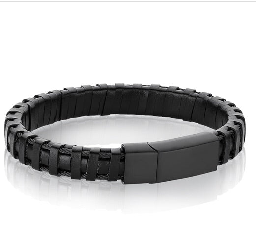 Black Matt Leather Bracelet