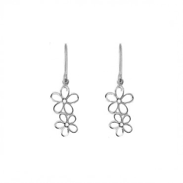 Sterling Silver Flower Dangling Earrings