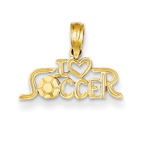 14k Yellowgold I love Soccer Charm