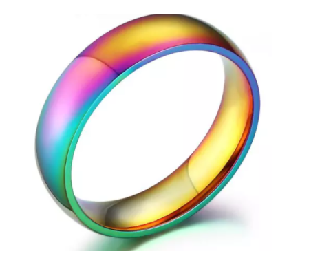 Stainless Steel Colorful Rainbow Ring
