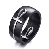Black and Silver Ankh Band