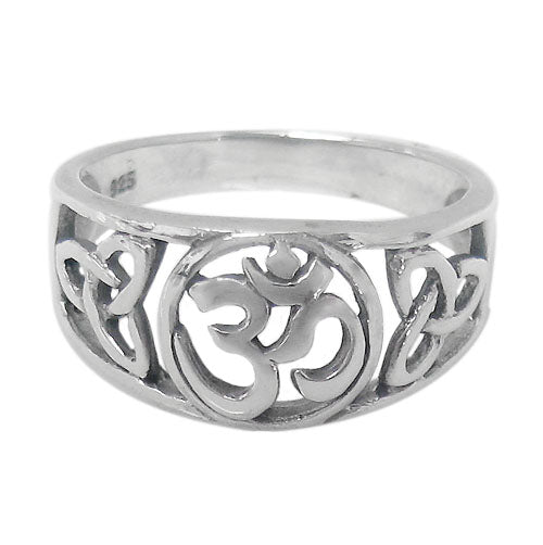 Om and Celtic Ring in Sterling Silver