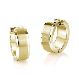 Stainless Steel Gold Hoop Earrings with Brush Finish