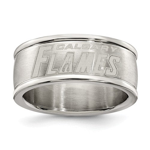 Calgary Flames Stainless Steel Ring