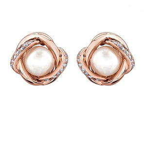 Rosegold Pearl and Diamond Studs