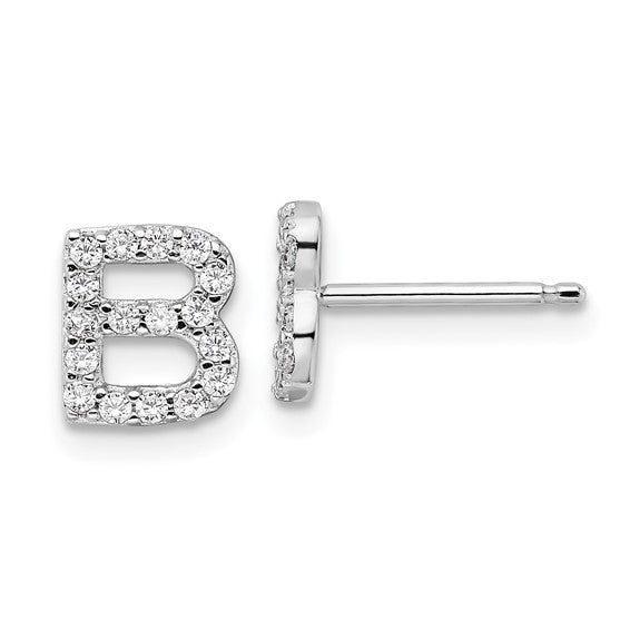 Sterling Silver Initial "B" Stud Earrings