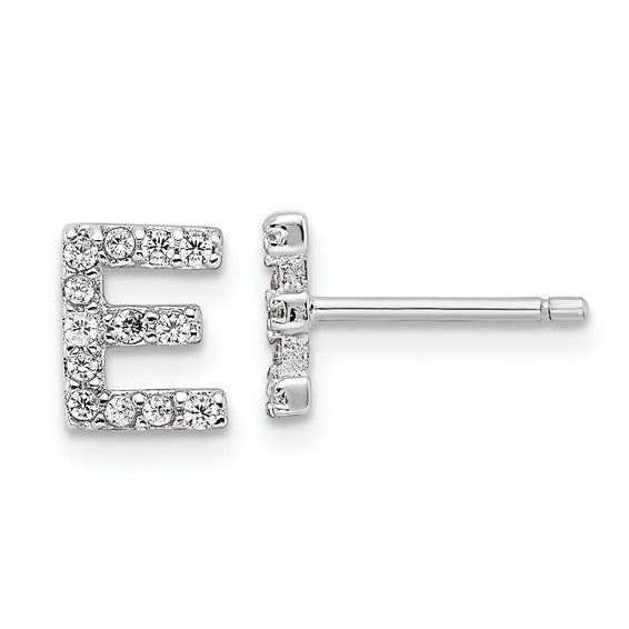 Sterling Silver Initial "E" Stud Earrings