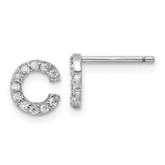 Sterling Silver Initial "C" Stud Earrings