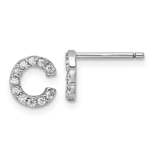 Sterling Silver Initial "C" Stud Earrings