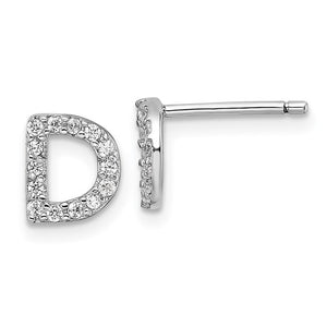 Sterling Silver Initial "D" Stud Earrings