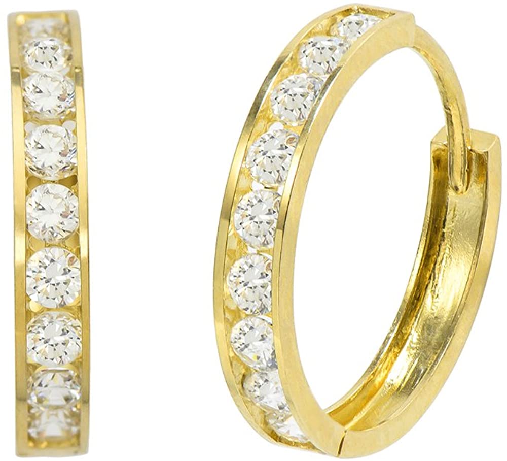 (20mm)YellowGold  Cz Huggies