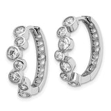 Sterling Silver CZ Bezel Hoop Earrings