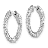 Sterling Silver 20mm CZ Stones In And Out Round Hoop Earrings
