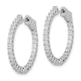 Sterling Silver 15mm CZ Stones In And Out Round Hoop Earrings