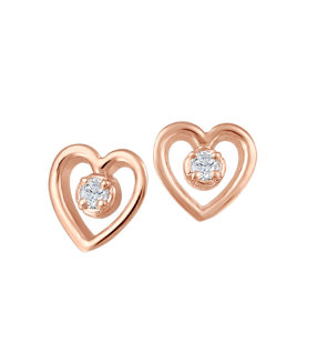 (0.025cttw) Rose Gold Heart  Canadian Diamond Studs