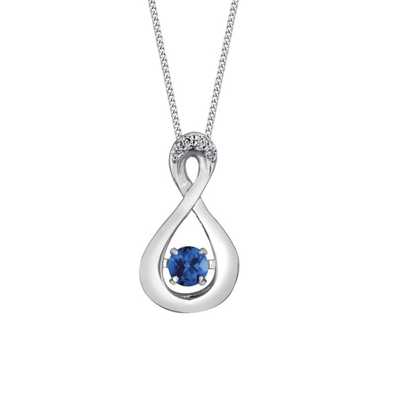 (0.01cttw) White Gold and Sapphire/Diamond Pendant – Jewels De Oro