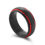 Stainless Steel Striped Carbon Fibre Ring