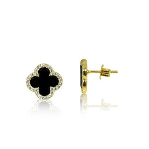 Sterling Silver Gold plating Vancleef Cz Studs