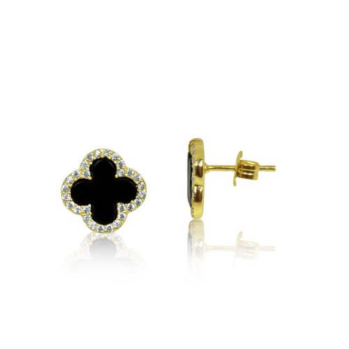 Sterling Silver Gold plating Onyx Earrings