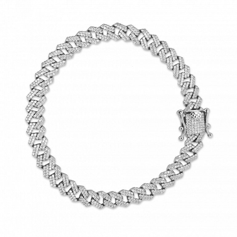 Sterling Silver Micropave Cz Hip Hop Bracelet