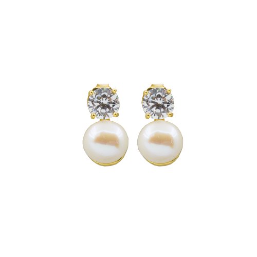Sterling Silver Cz Pearl Studs