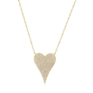 Sterling Silver Micropave Heart Necklace