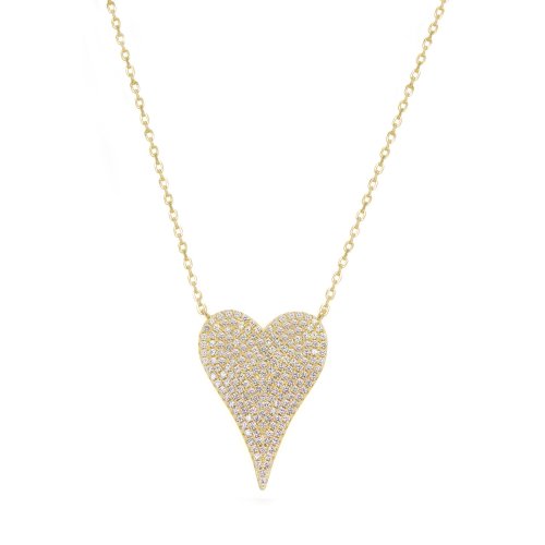 Sterling Silver Micropave Heart Necklace
