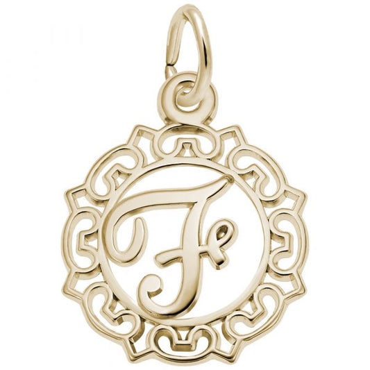 Rembrandt Charms Ornate Script Initial F Charm