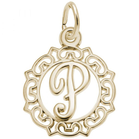 Rembrandt Charms Ornate Script Initial P Charm