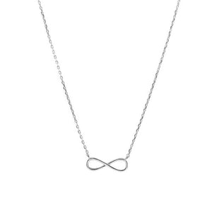 Sterling Silver Rhodium Plated Sideway Infinity Necklace