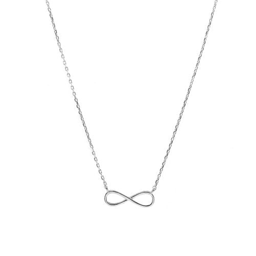 Sterling Silver Rhodium Plated Sideway Infinity Necklace
