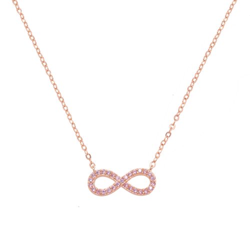 Sterling Silver Rose Plating Infinity Necklace