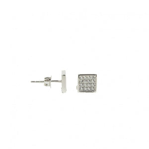 Sterling Silver Square Micro-Pave CZ Studs