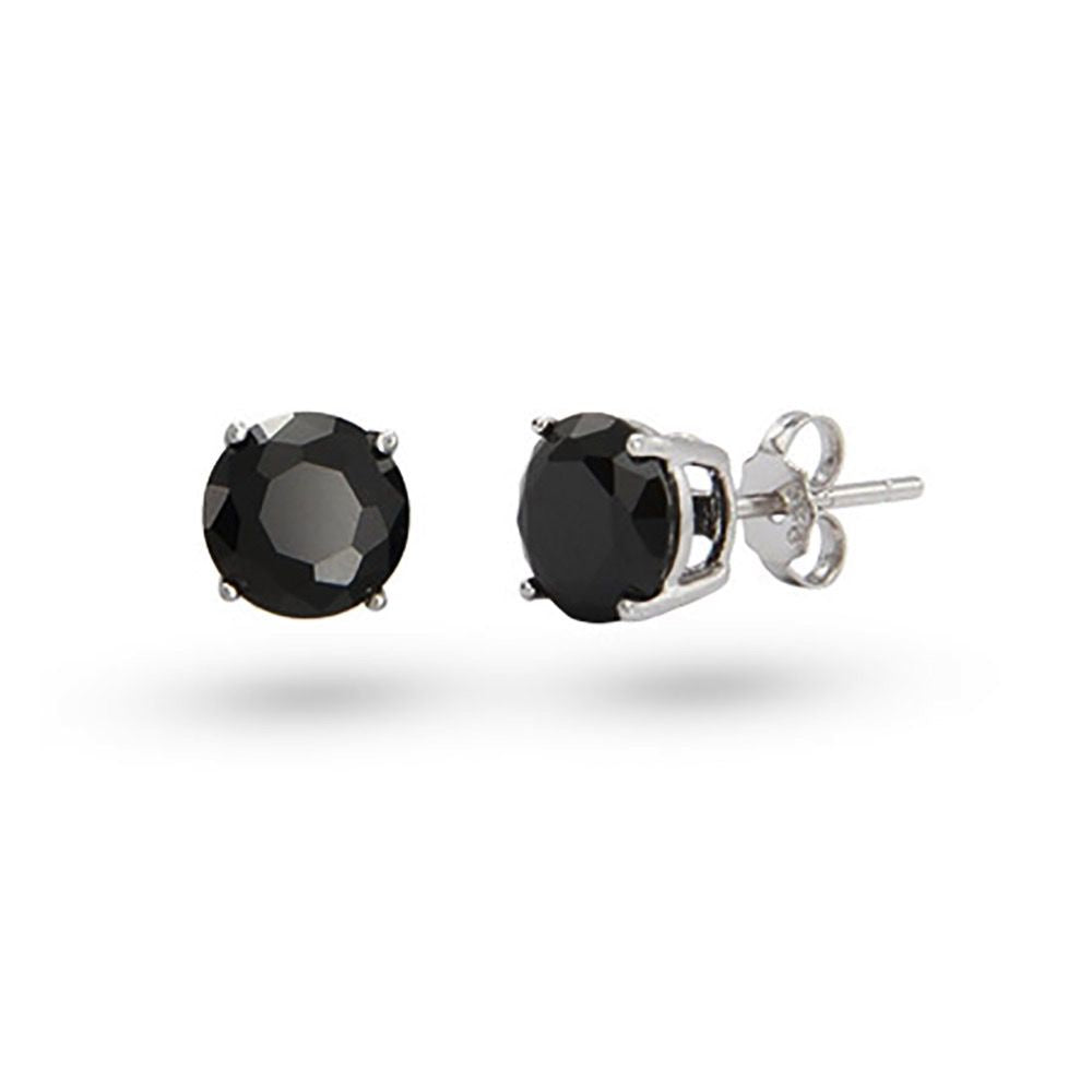 (6mm)Sterling Silver Black CZ Studs