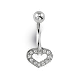 Yellow Gold Heart Belly Button Ring with Cubic Zirconia