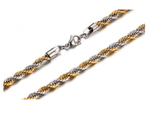 Stainless Steel Two Tone 6mm Rope Chain