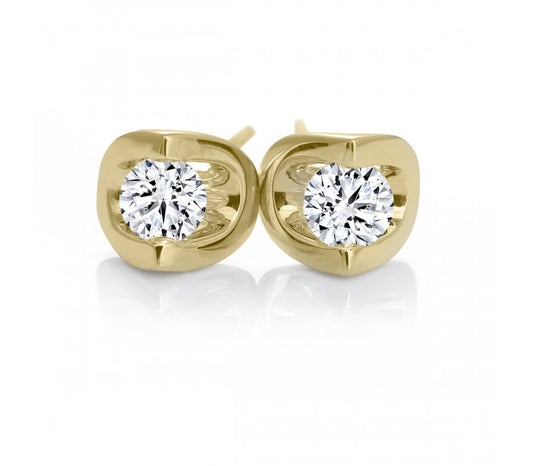 (.15cttw) Half Moon Set Diamond Studs